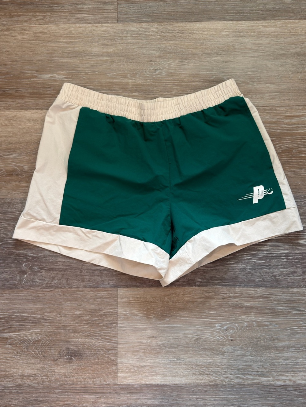 Prince Pickleball Green and Cream Two-Tone Athletic Shorts